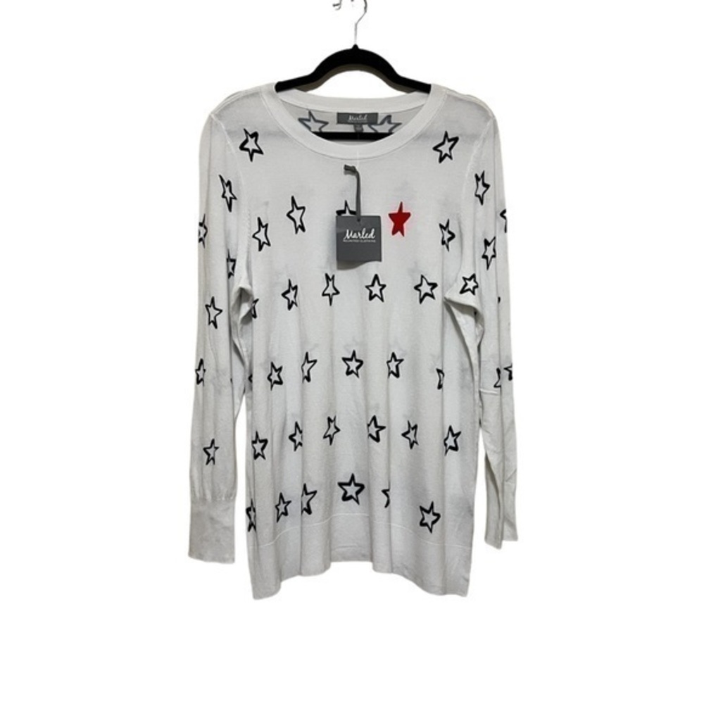 Marled Reunited Clothing Star Sweater / long sleeved top, red white & blue
